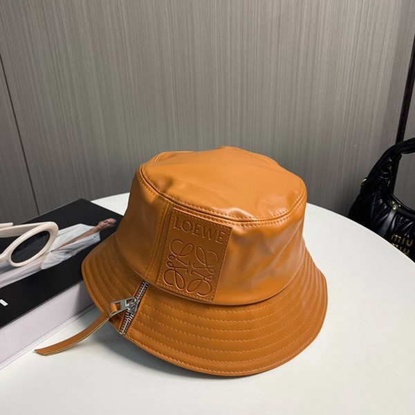 【大特価】ロエベ アナグラムロゴパッチ 激安 レザーバケットハット lot16588